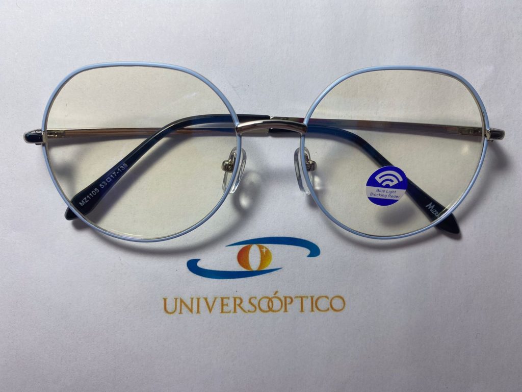 Armazón UP107, redondeado con contorno fino en azul claro.